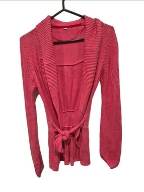 Vintage Lululemon Sport Cardi Belted Wrap Sweater Fruity Tootie Pink - Size 4